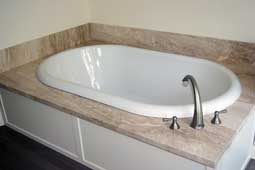 Jacuzzi with a marble finish, close up